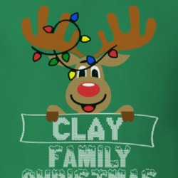Clay Family Christmas Reindeer Knitted Look Christmas T Shirt 35073793