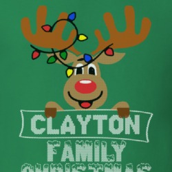 Clayton Family Christmas Reindeer Knitted Look Christmas T Shirt 35073794