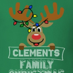 Clements Family Christmas Reindeer Knitted Look Christmas T Shirt 35073796