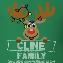 Cline Family Christmas Reindeer Knitted Look Christmas T Shirt 35073798