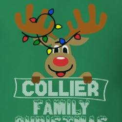 Collier Family Christmas Reindeer Knitted Look Christmas T Shirt 35073810