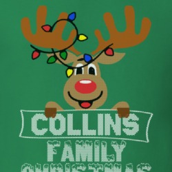 Collins Family Christmas Reindeer Knitted Look Christmas T Shirt 35073811