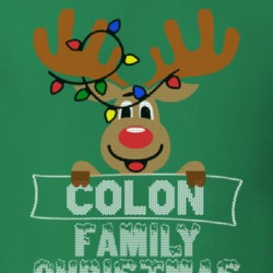 Colon Family Christmas Reindeer Knitted Look Christmas T Shirt 35073813
