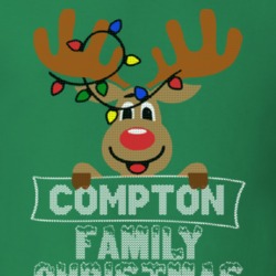 Compton Family Christmas Reindeer Knitted Look Christmas T Shirt 35073816