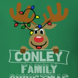 Conley Family Christmas Reindeer Knitted Look Christmas T Shirt 35073818
