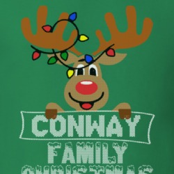 Conway Family Christmas Reindeer Knitted Look Christmas T Shirt 35073825