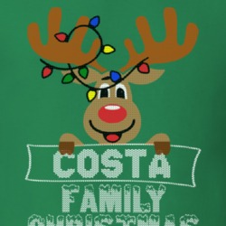 Costa Family Christmas Reindeer Knitted Look Christmas T Shirt 35073838
