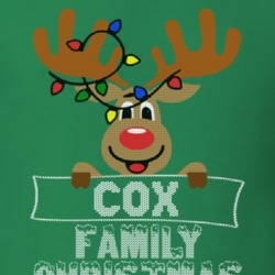 Cox Family Christmas Reindeer Knitted Look Christmas T Shirt 35073842