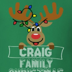 Craig Family Christmas Reindeer Knitted Look Christmas T Shirt 35073843