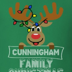 Cunningham Family Christmas Reindeer Knitted Look Christmas T Shirt 35073857