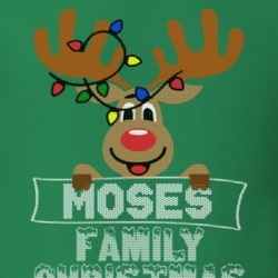 Moses Family Christmas Reindeer Knitted Look Christmas T Shirt 35074554