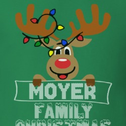 Moyer Family Christmas Reindeer Knitted Look Christmas T Shirt 35074559
