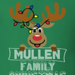 Mullen Family Christmas Reindeer Knitted Look Christmas T Shirt 35074563