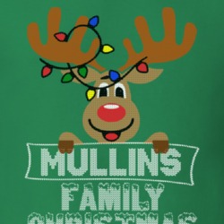 Mullins Family Christmas Reindeer Knitted Look Christmas T Shirt 35074564