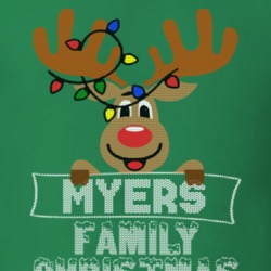 Myers Family Christmas Reindeer Knitted Look Christmas T Shirt 35074572