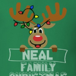 Neal Family Christmas Reindeer Knitted Look Christmas T Shirt 35074577