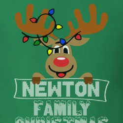 Newton Family Christmas Reindeer Knitted Look Christmas T Shirt 35074582