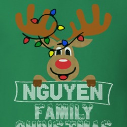 Nguyen Family Christmas Reindeer Knitted Look Christmas T Shirt 35074584