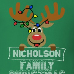 Nicholson Family Christmas Reindeer Knitted Look Christmas T Shirt 35074588