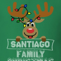 Santiago Family Christmas Reindeer Knitted Look Christmas T Shirt 35074808