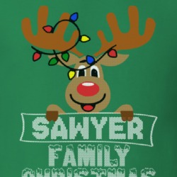 Sawyer Family Christmas Reindeer Knitted Look Christmas T Shirt 35074815