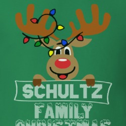 Schultz Family Christmas Reindeer Knitted Look Christmas T Shirt 35074825