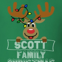 Scott Family Christmas Reindeer Knitted Look Christmas T Shirt 35074829