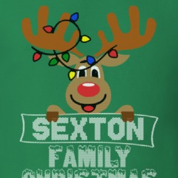 Sexton Family Christmas Reindeer Knitted Look Christmas T Shirt 35074834