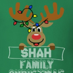 Shah Family Christmas Reindeer Knitted Look Christmas T Shirt 35074837