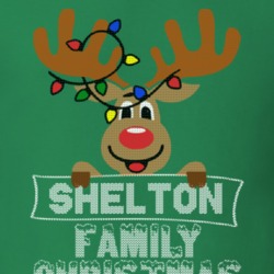 Shelton Family Christmas Reindeer Knitted Look Christmas T Shirt 35074846