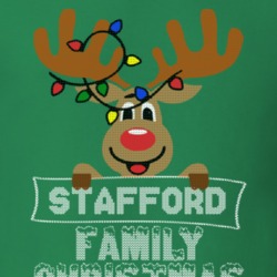 Stafford Family Christmas Reindeer Knitted Look Christmas T Shirt 35074896