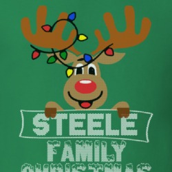 Steele Family Christmas Reindeer Knitted Look Christmas T Shirt 35074903