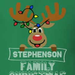 Stephenson Family Christmas Reindeer Knitted Look Christmas T Shirt 35074910