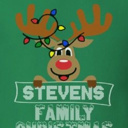 Stevens Family Christmas Reindeer Knitted Look Christmas T Shirt 35074912