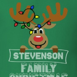 Stevenson Family Christmas Reindeer Knitted Look Christmas T Shirt 35074913