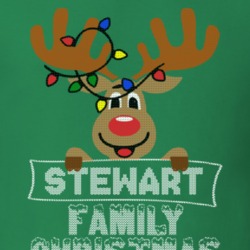 Stewart Family Christmas Reindeer Knitted Look Christmas T Shirt 35074915