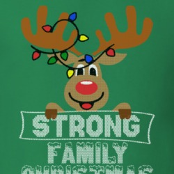 Strong Family Christmas Reindeer Knitted Look Christmas T Shirt 35074925