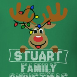 Stuart Family Christmas Reindeer Knitted Look Christmas T Shirt 35074926