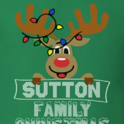 Sutton Family Christmas Reindeer Knitted Look Christmas T Shirt 35074934