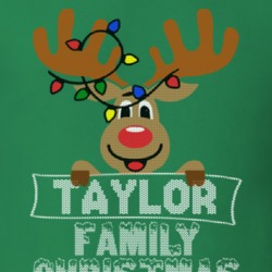 Taylor Family Christmas Reindeer Knitted Look Christmas T Shirt 35074946