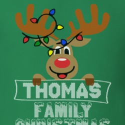 Thomas Family Christmas Reindeer Knitted Look Christmas T Shirt 35074951