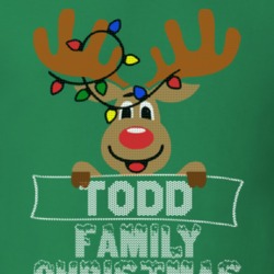 Todd Family Christmas Reindeer Knitted Look Christmas T Shirt 35074957