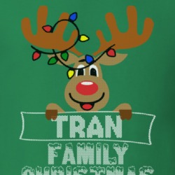 Tran Family Christmas Reindeer Knitted Look Christmas T Shirt 35074962