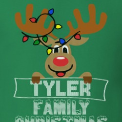 Tyler Family Christmas Reindeer Knitted Look Christmas T Shirt 35074973