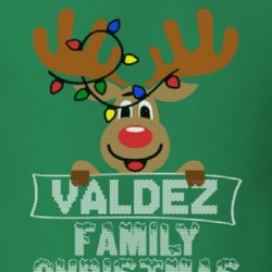 Valdez Family Christmas Reindeer Knitted Look Christmas T Shirt 35074975