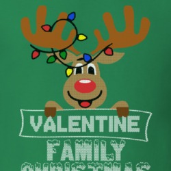 Valentine Family Christmas Reindeer Knitted Look Christmas T Shirt 35074979