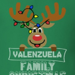 Valenzuela Family Christmas Reindeer Knitted Look Christmas T Shirt 35074980