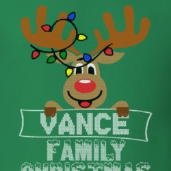 Vance Family Christmas Reindeer Knitted Look Christmas T Shirt 35074982