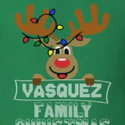 Vasquez Family Christmas Reindeer Knitted Look Christmas T Shirt 35074987