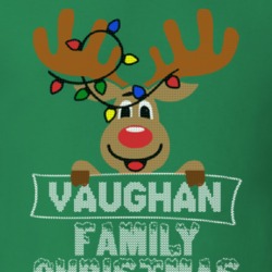 Vaughan Family Christmas Reindeer Knitted Look Christmas T Shirt 35074989